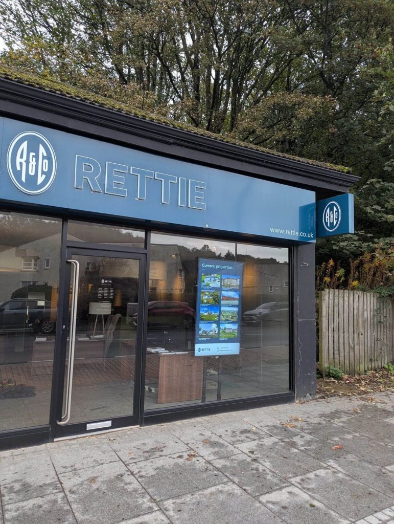 new tv screens fitted to Rettie Estate Agents branch in Bearsden, Glasgow