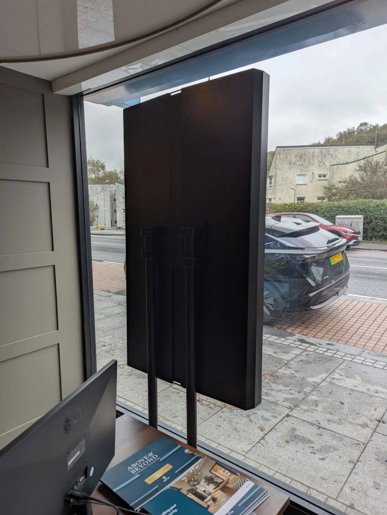 clean with no wires exposed for this tv install at estate agents in Bearsden