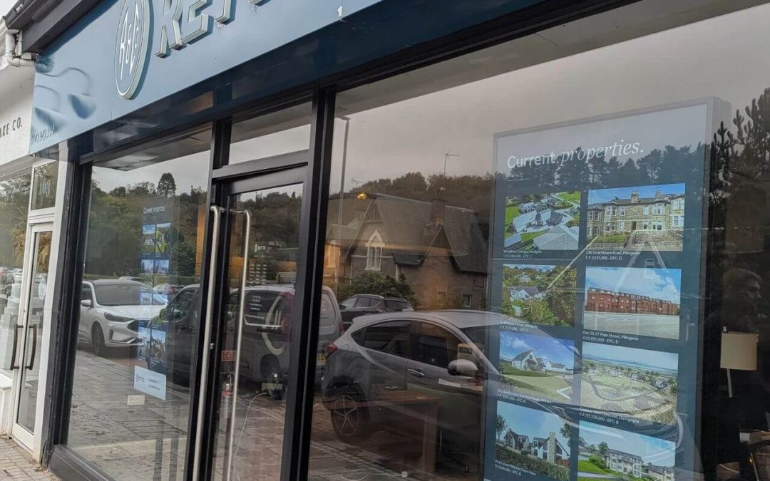 new digital signage install for estate agent branch windows in Bearsden