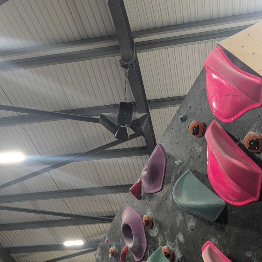 crystal clear sound from audio designed to work in the open spaces of a climbing centre
