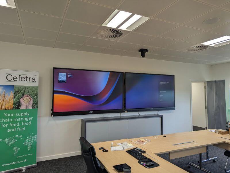 two screens for the new conference room fit out